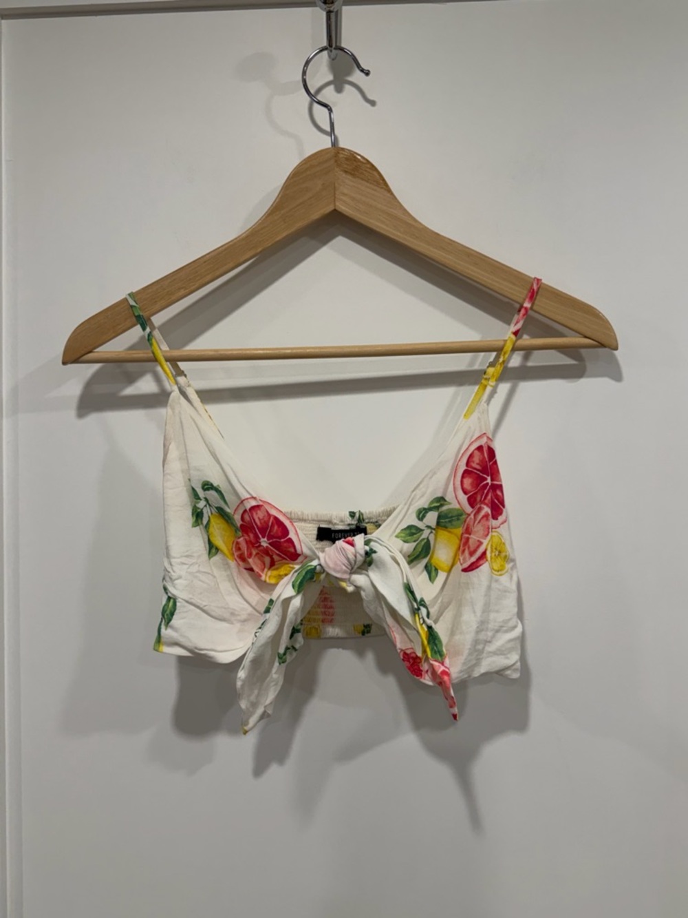 Forever 21 White Floral Cropped/Bra Top with Tie Detail - Picture 7 of 15